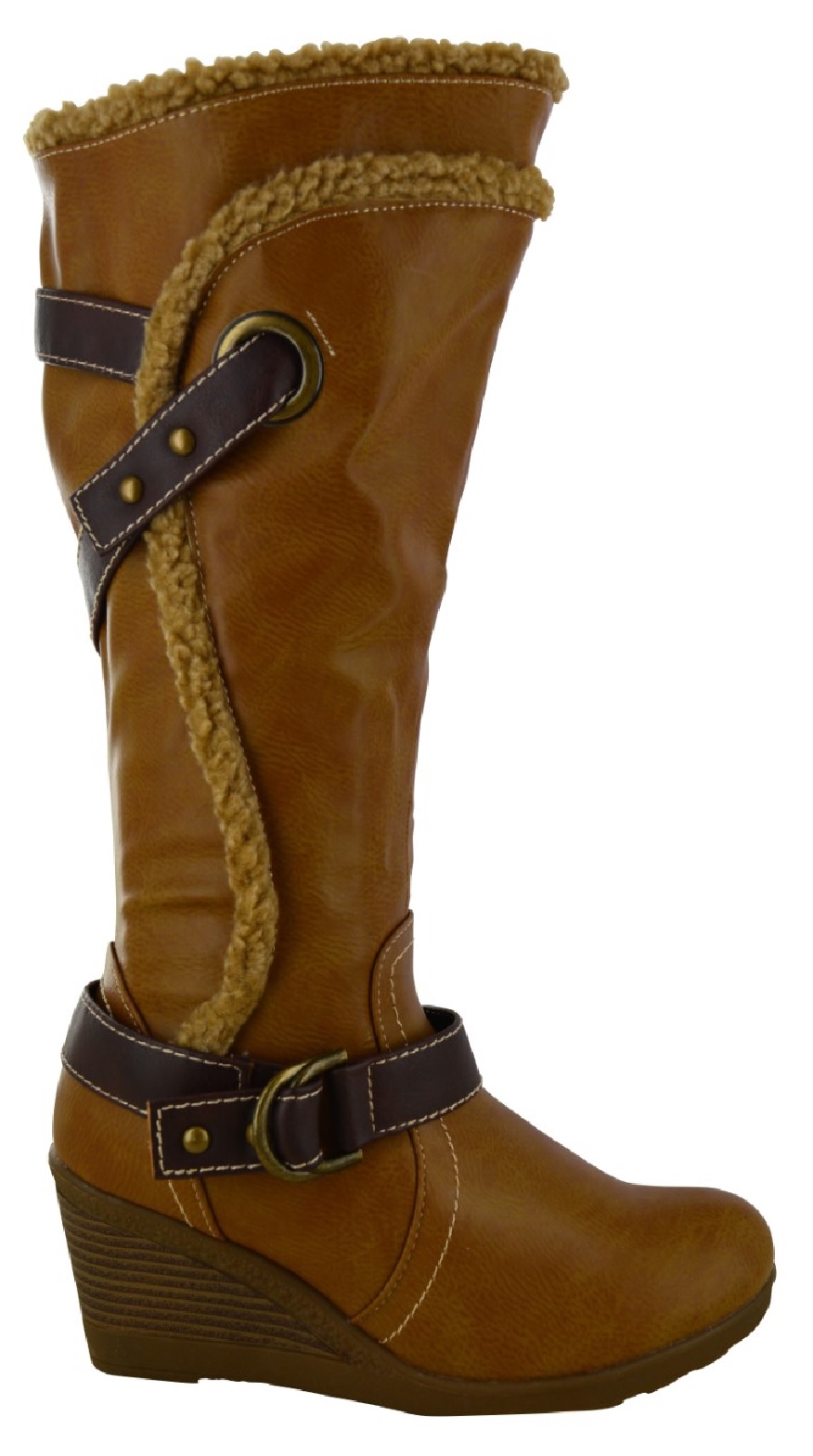 womens mid calf wedge boots